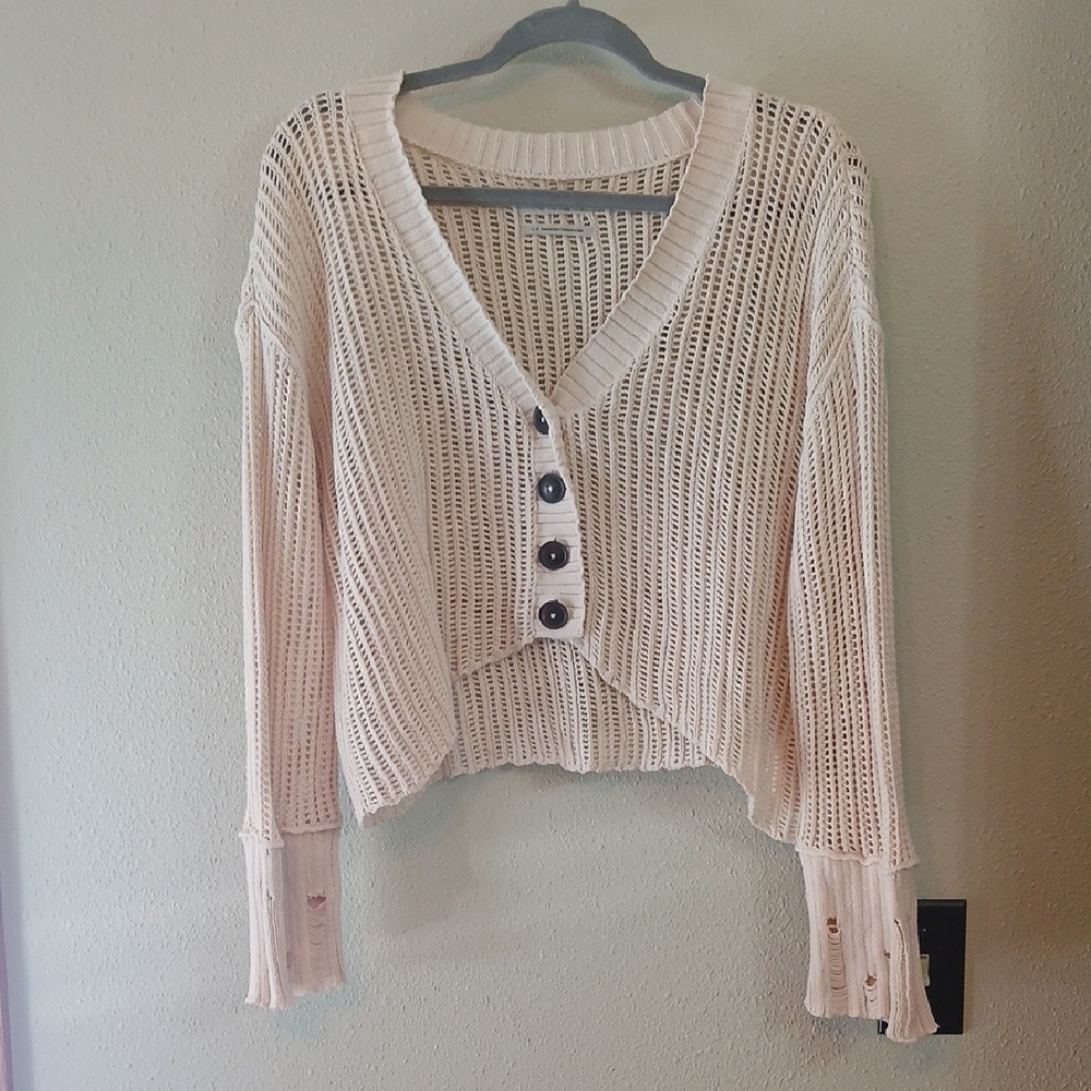 NWOT Urban Outfitters Cream Knit Cardigan Large